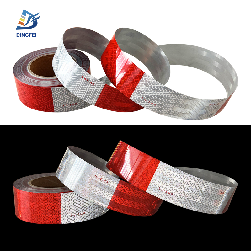 Red White DOT-C2 Metalized Reflective Tape for Trucks - 